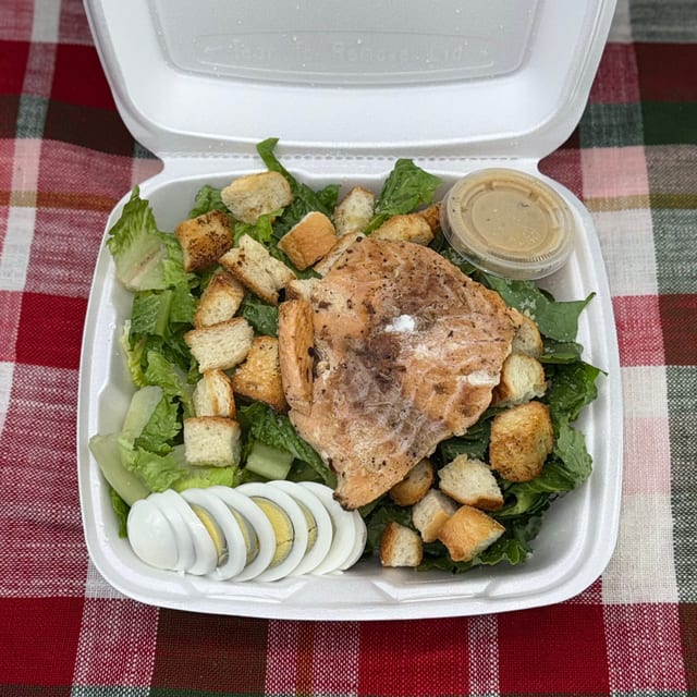 Salmon Caesar Salad.